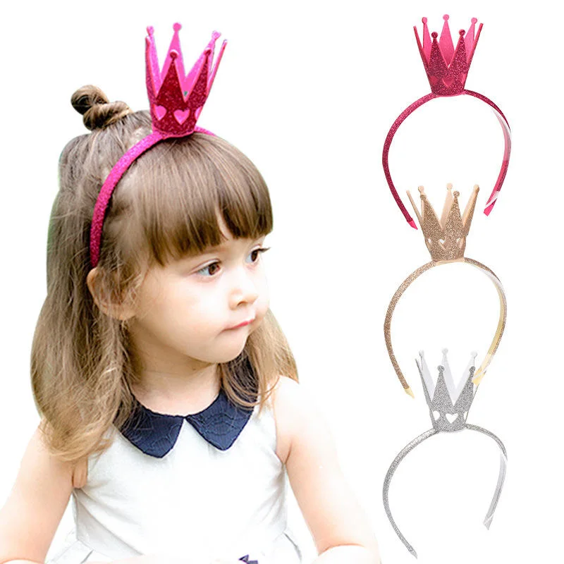 Girls Shiny Crown Hair Hoop Headwear Photo Props Sweet Hairband Cute Headbands for Wedding