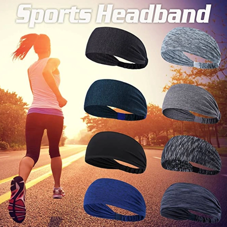 Top Selling Sweat Wicking Spandex Sports Headbands Headwear for Jogging, Yoga, Tennis Athlete, Custom Logo Soft Athletic Sweat Hair Bands Gym Clothes Outfits