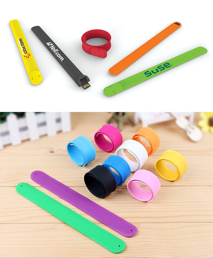 Wholesale Custom Logo Fashion Sport Rubber Silicone Slap Bracelet Plastic Rubber Kid Adult Women Wristband Snap Digital Slap Wristband for Promotional Gift