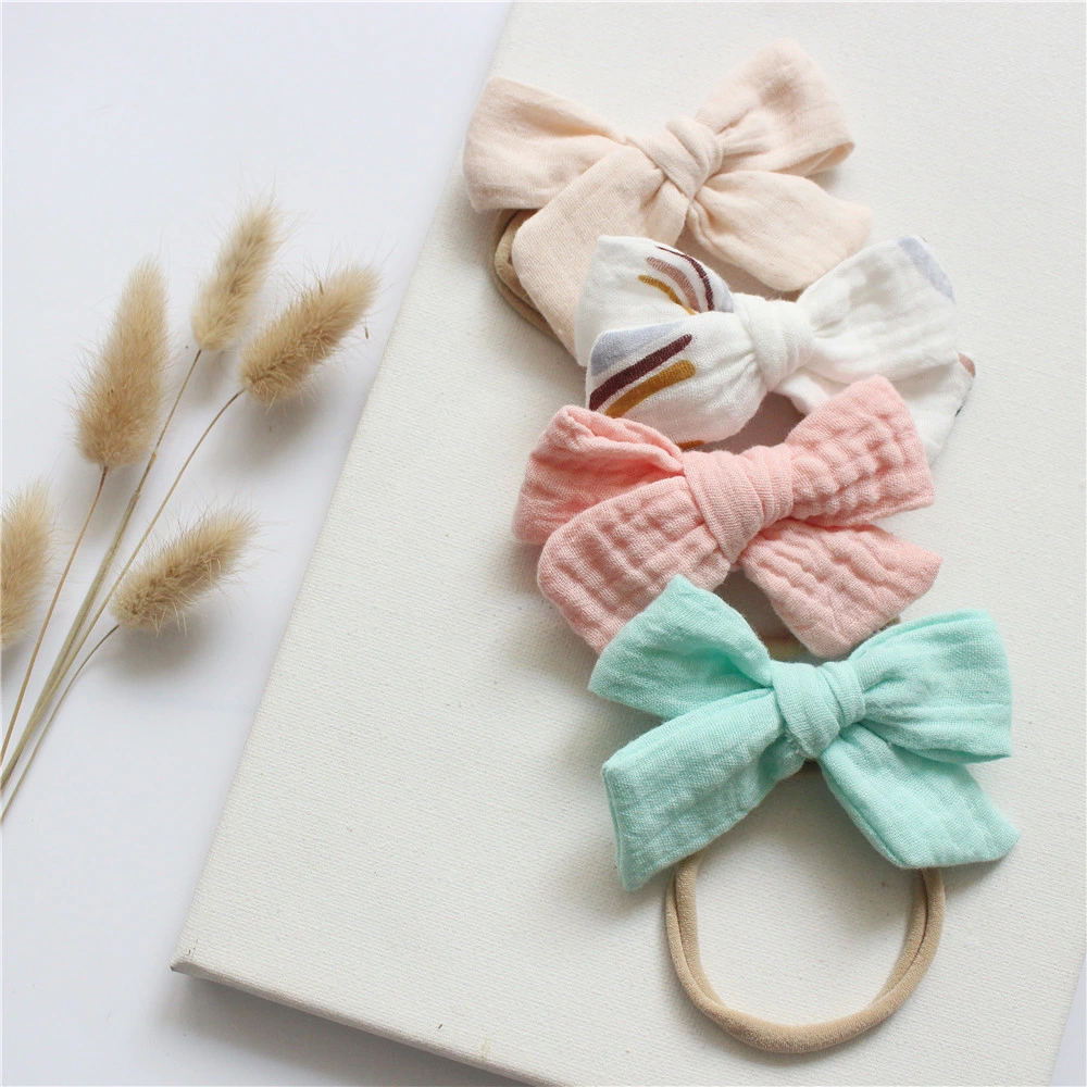 4 Baby Cotton Bow Headband Cute Set Headbands for Baby