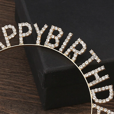 Skylark Wholesale Golden Flash Letters Birthday Girl Headband for Celebration