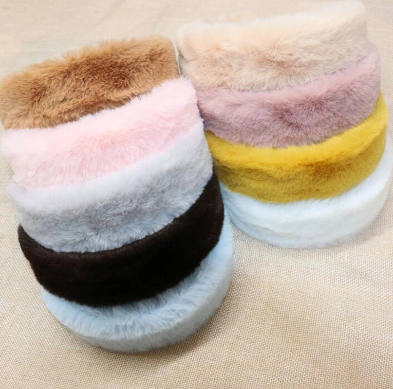 Wholesale Winter Women New Fashion Solid Color Headwrap Hair Accessories Pure Color Plush Wide Fur Headband