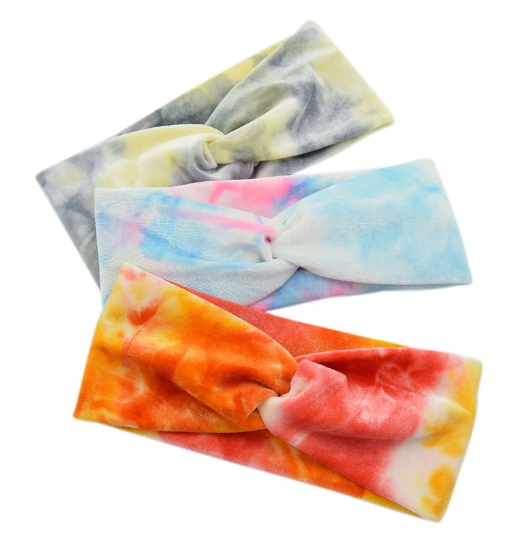 Tie-Dye Hair Band Sports Headgear Yoga Breathable Headband Gradient Color Fabric Headband