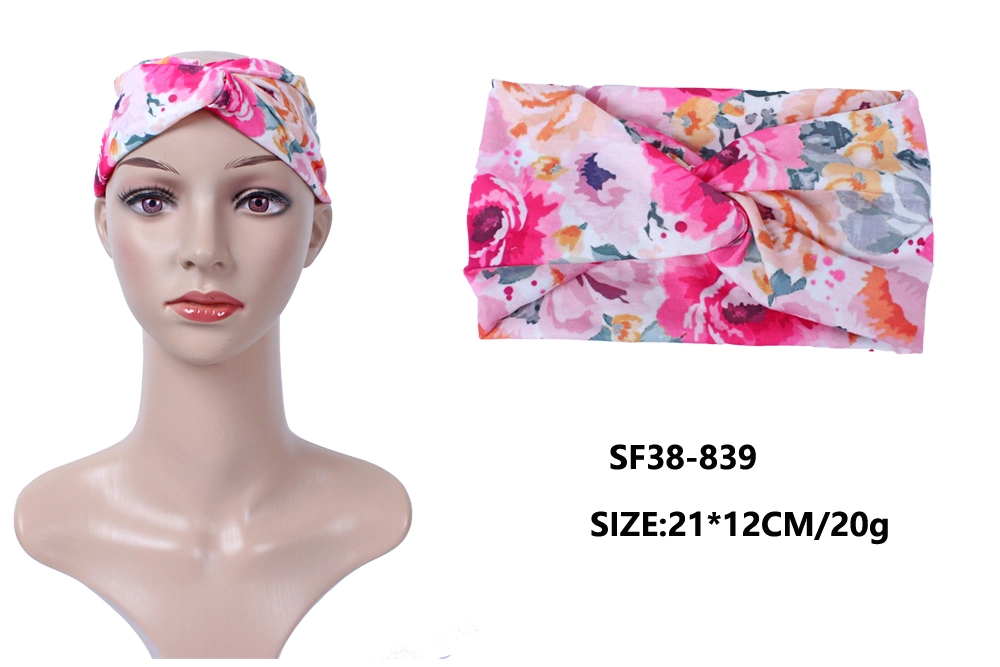 Manufacturer Custom Design Logo Woman&prime;s Accessories Girls Printing Palm Head Bands Hairband Elastic Jersey Soft Lady Headband