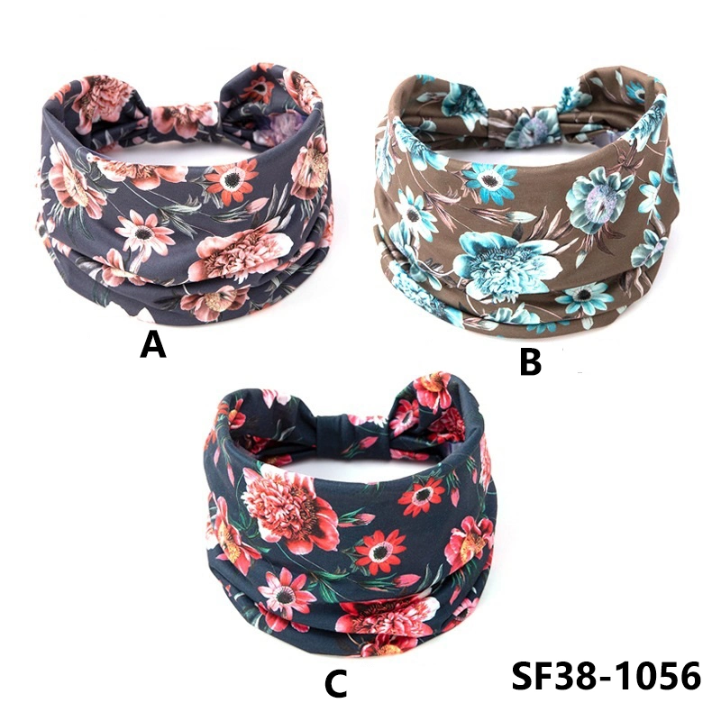 Manufacturer Custom Design Logo Woman&prime;s Accessories Girls Printing Palm Head Bands Hairband Elastic Jersey Soft Lady Headband