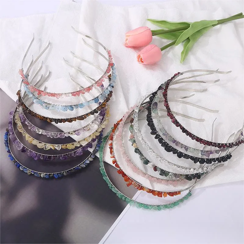 Wholesale Natural Stone Amethyst Silver Wire Headband