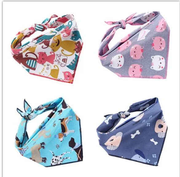 Dogs Bandanas Cat Kerchief Washable Triangle Bibs Head Scarves