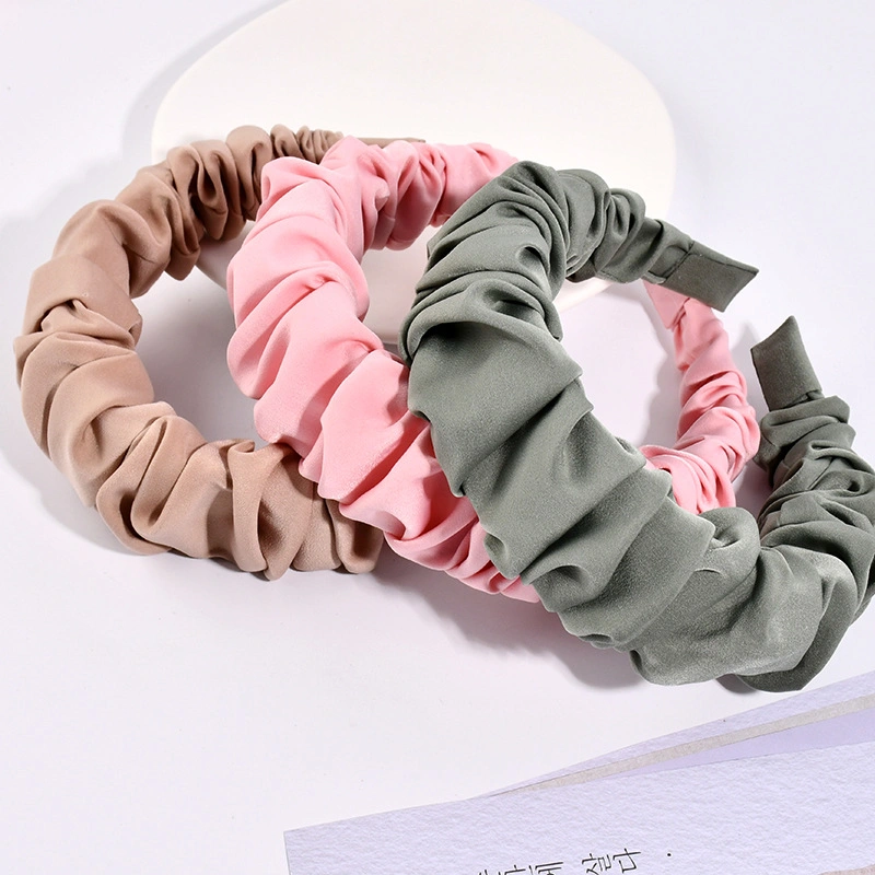 Retro Style Ins Solid Color Ruffled Washboard Hair Clip Headdress Hair Hoop Headbands