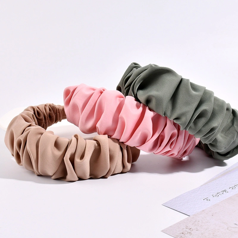 Retro Style Ins Solid Color Ruffled Washboard Hair Clip Headdress Hair Hoop Headbands