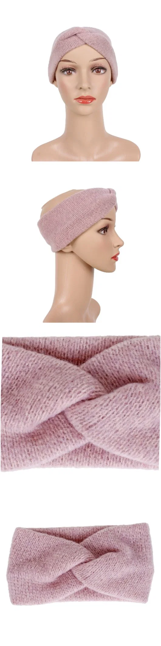 Sweet Letter Coral Fleece Soft Bow Headbands Women Girls Winter Hairbands