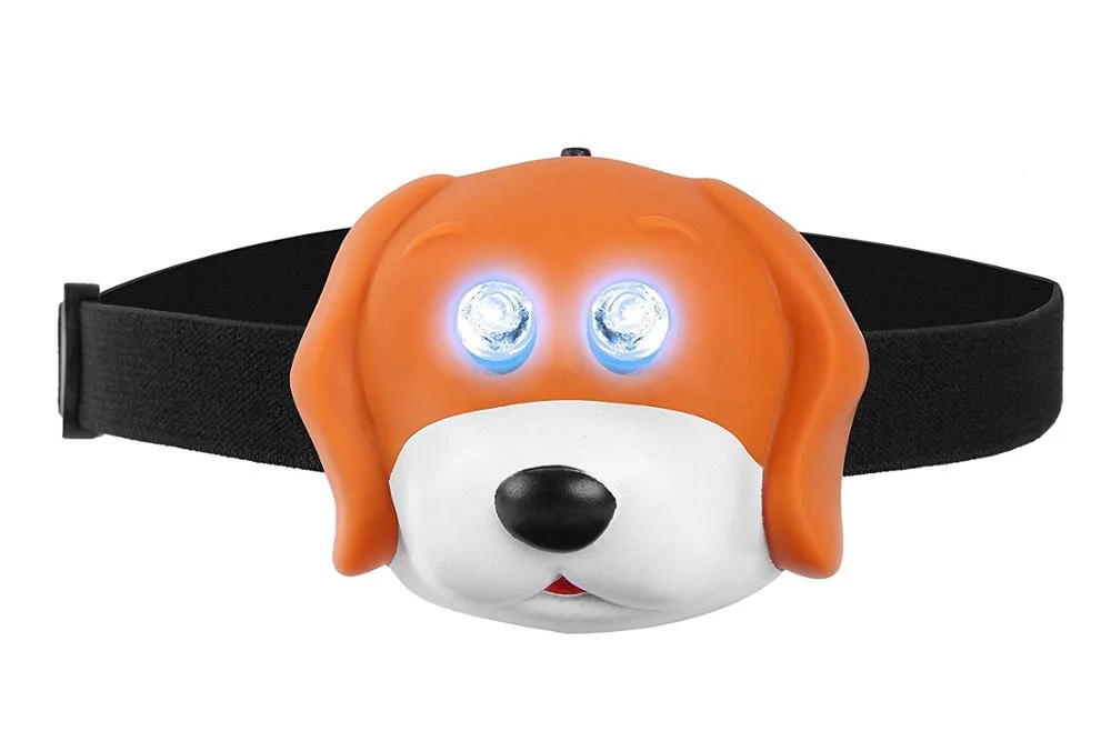 Goldmore11 Animal Kids Head Torch, 2LEDs Children Headlamp, Battery Powered Dog Shape Head Light for Hiking, Camping, and Running