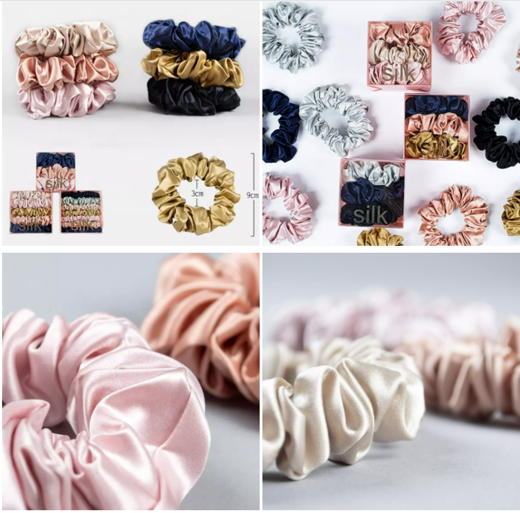 Factory Wholesale 100% Silk Charmuse Elastic Hair Ring Hair Tie Luxury Fashion Scrunchies