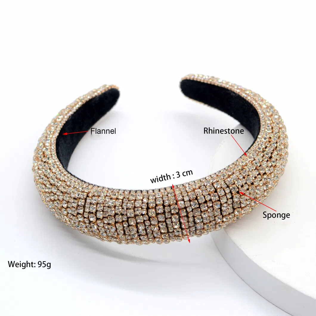 Colorful Bling Rhinestone Designer Hair Band Glitter Crystal Diamond Headband for Women