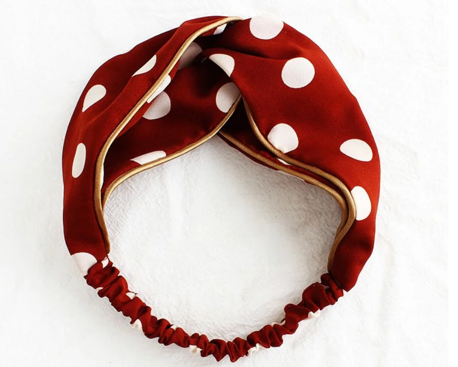 Fashion Vintage DOT Wide-Brimmed Yoga Gym Hairbands Hair-Accessories Bowknot Headbands