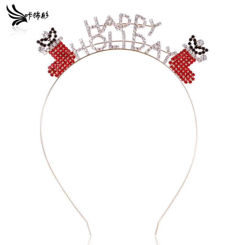 Europe and The United States Alloy Crystal Headdress Hair Ornaments Christmas Antler Hair Band Merry Christmas Snowflake Headband