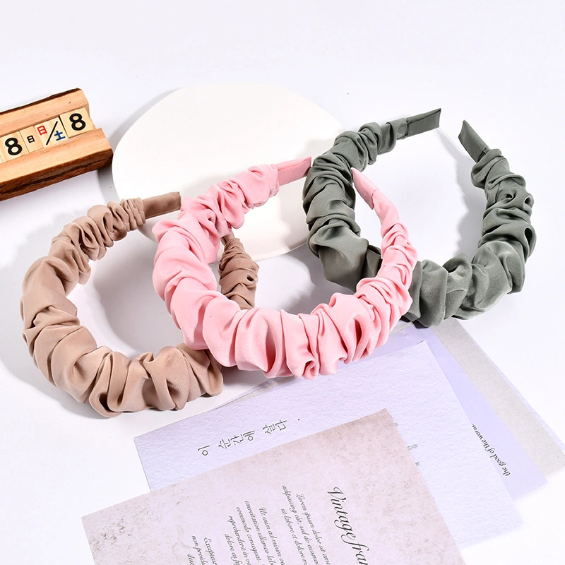 Retro Style Ins Solid Color Ruffled Washboard Hair Clip Headdress Hair Hoop Headbands