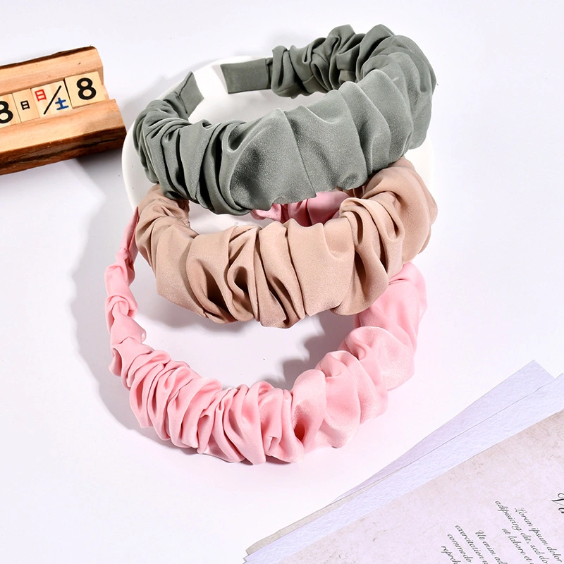 Retro Style Ins Solid Color Ruffled Washboard Hair Clip Headdress Hair Hoop Headbands