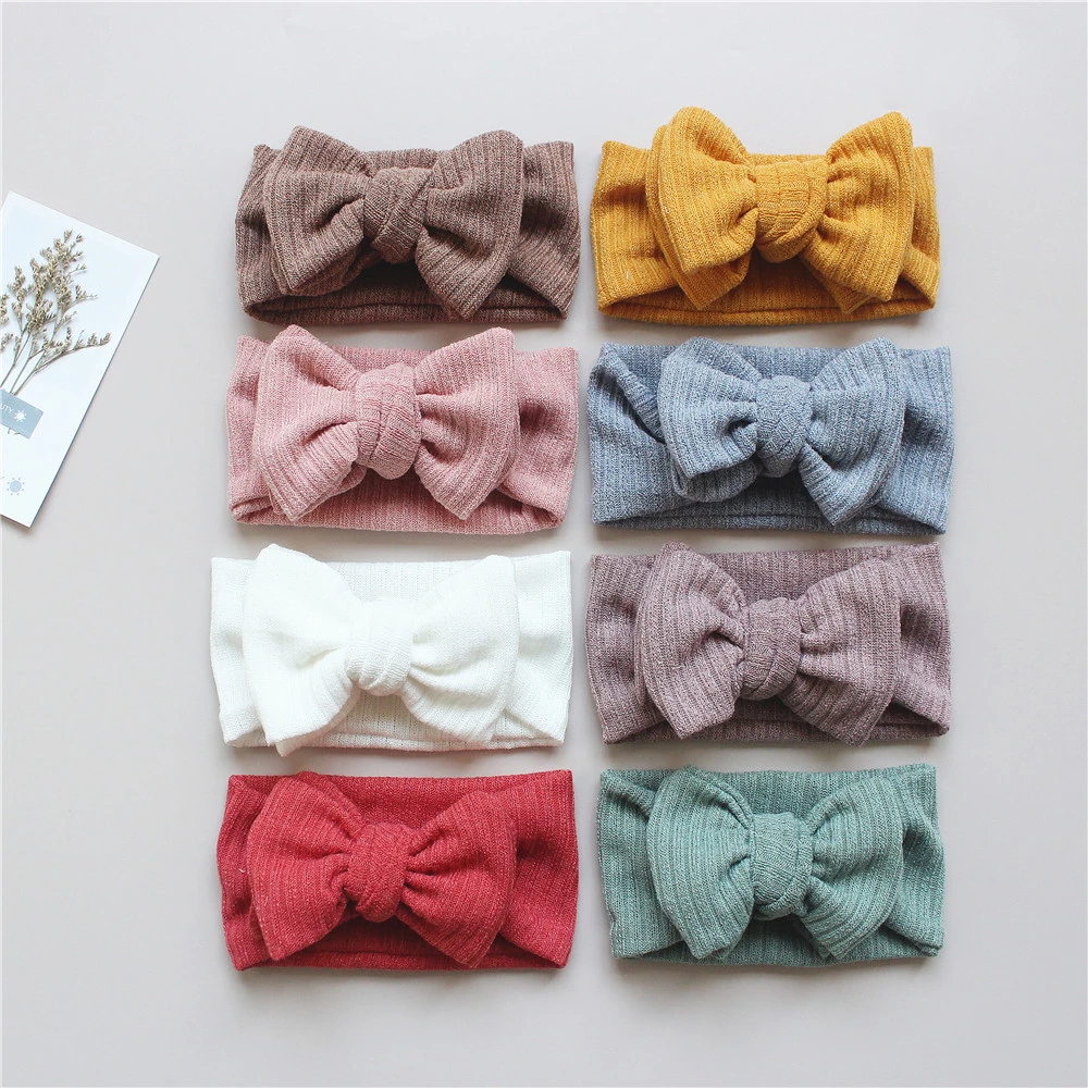 Children&prime;s Headband Oversized DIY Double Bow Pit Strip Knitted Headband for Baby