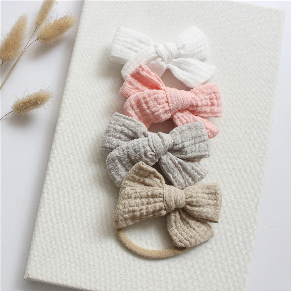 4 Baby Cotton Bow Headband Cute Set Headbands for Baby