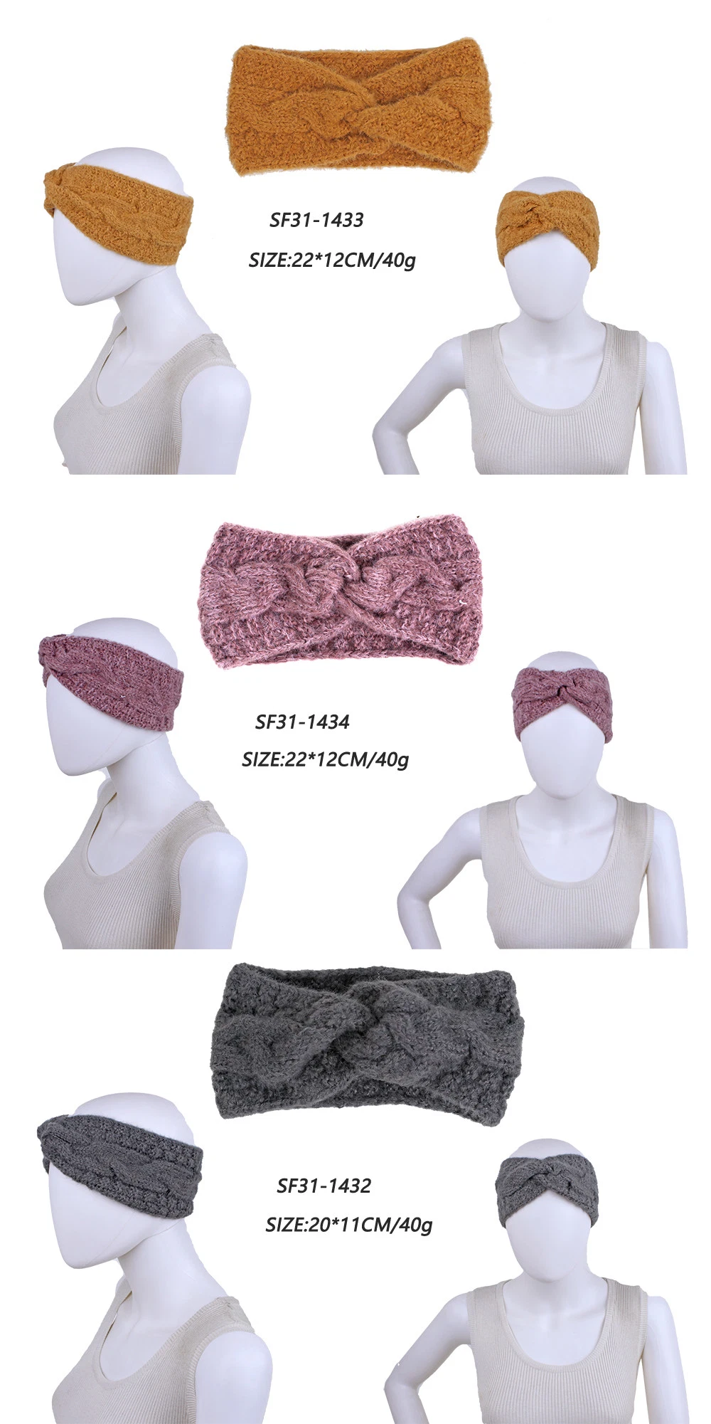 Europe Women Cable Design Knitted Soft Headband