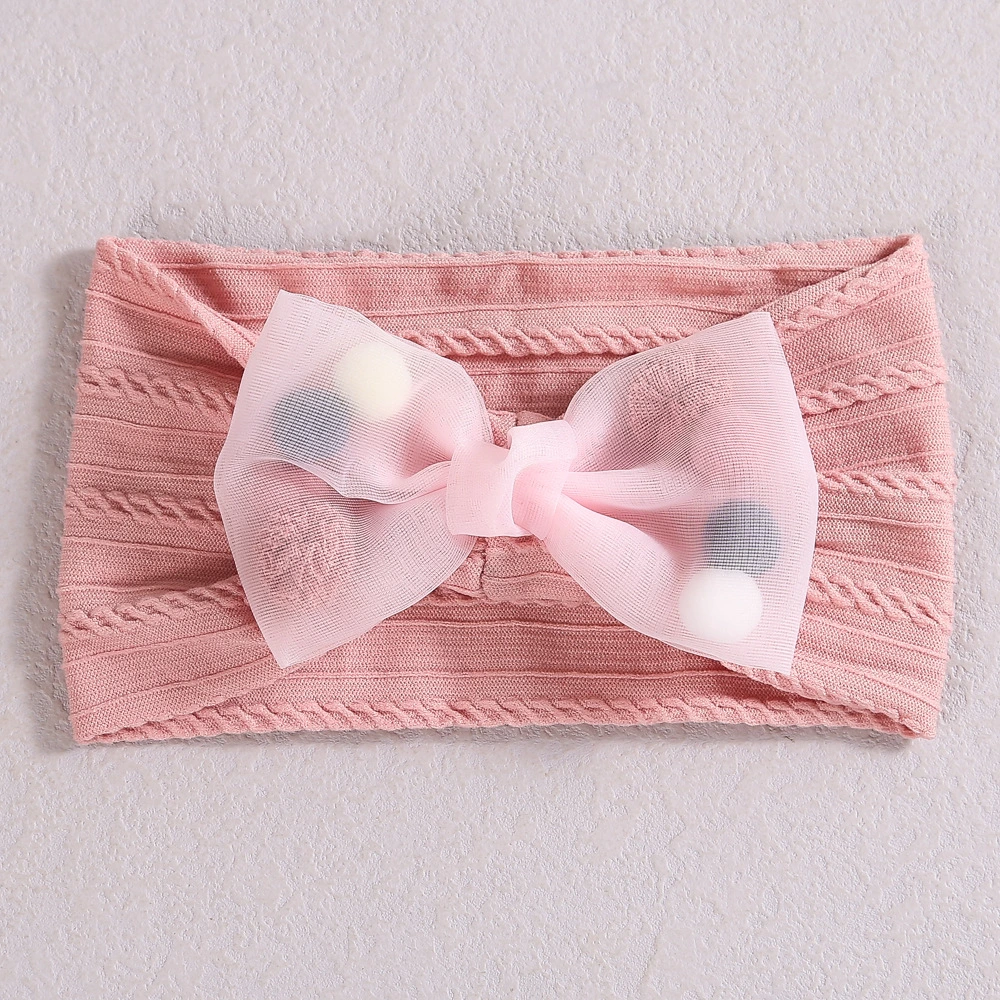 New Jacquard Nylon Headband Mesh Bow Cute Headband for Baby