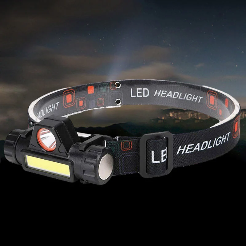 Glodrmore2 Magnet COB LED 300 Lumen Headlight in Headlamps Case, 90 Adjustable USB Charging Hunting LED Headband Head Light