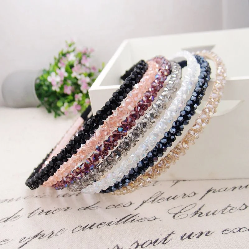 New Double Row Crystal Headband Korea Clip Wide Edge Drill Head Headband