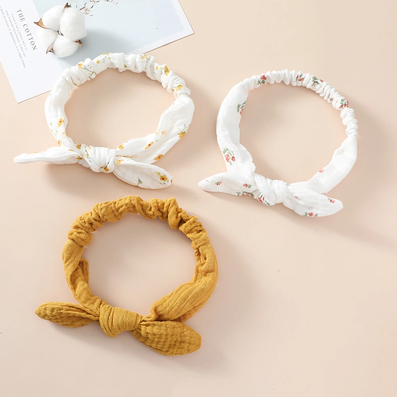 Pure Cotton Rabbit Ears Headband Girls&prime; Tie Wide Bow Children&prime;s Headband