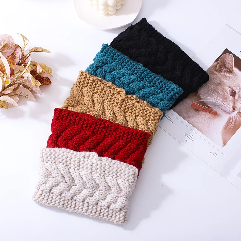 Cross Knit Wool Hair Band Ear Protector Headband Elastic Handmade Warm Head Band