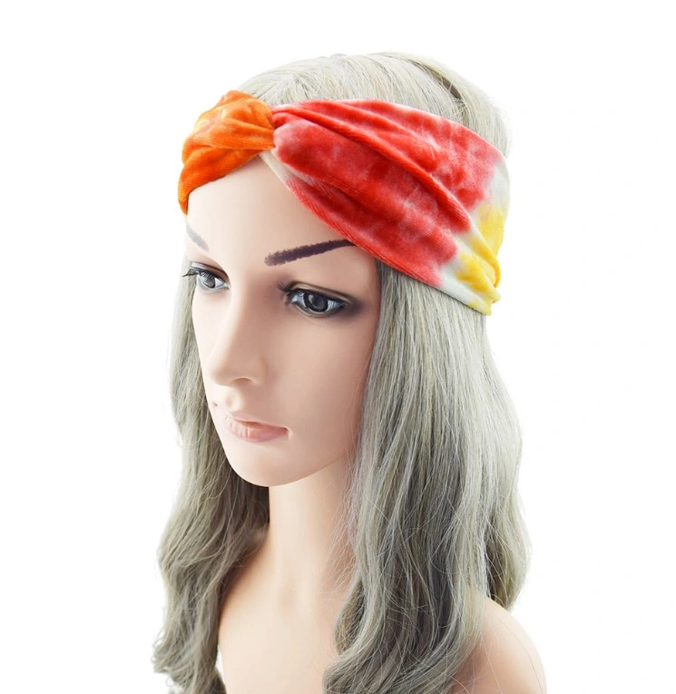 Tie-Dye Hair Band Sports Headgear Yoga Breathable Headband Gradient Color Fabric Headband