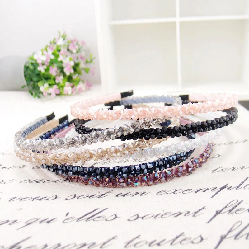 New Double Row Crystal Headband Korea Clip Wide Edge Drill Head Headband