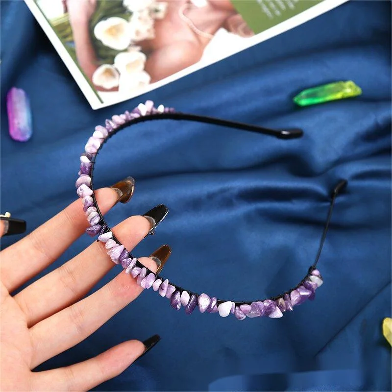 Wholesale Natural Crystal Three-Dimensional Colorful Headband