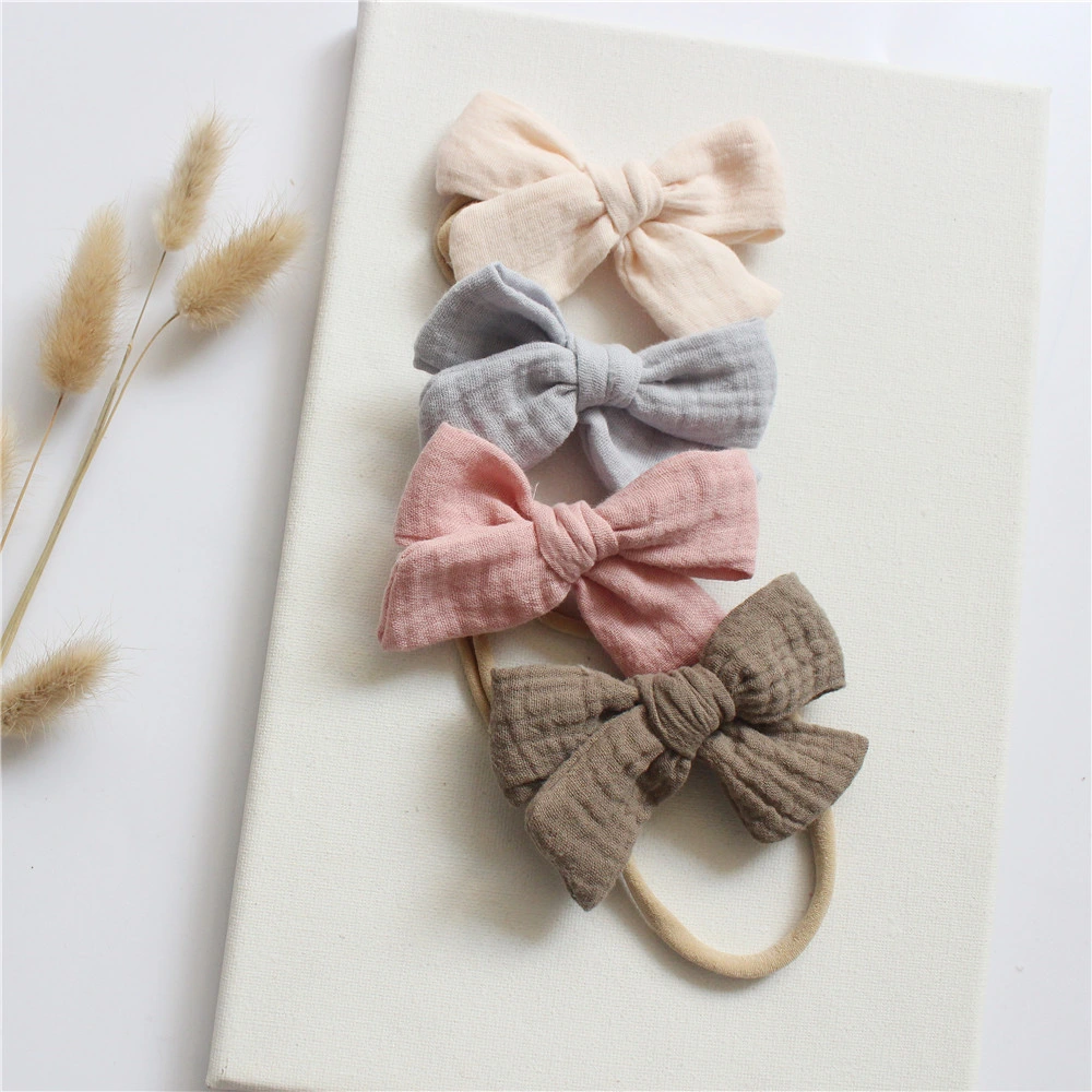 4 Baby Cotton Bow Headband Cute Set Headbands for Baby