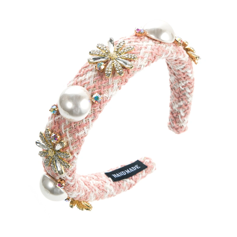 Korean Fashion Small Fragrance Wool Inlaid Diamond Headband