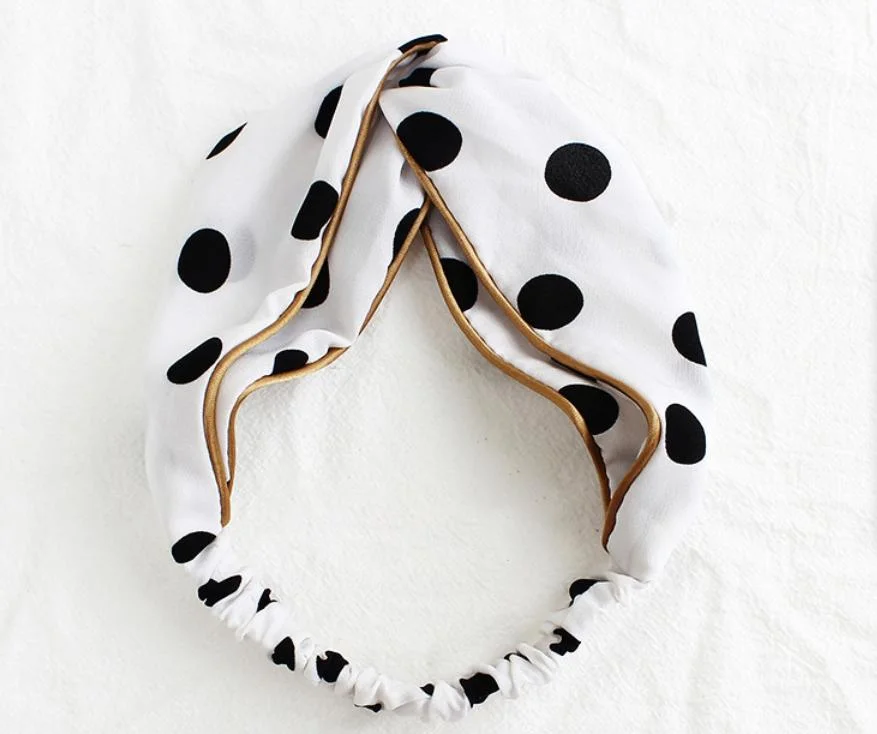 Fashion Vintage DOT Wide-Brimmed Yoga Gym Hairbands Hair-Accessories Bowknot Headbands