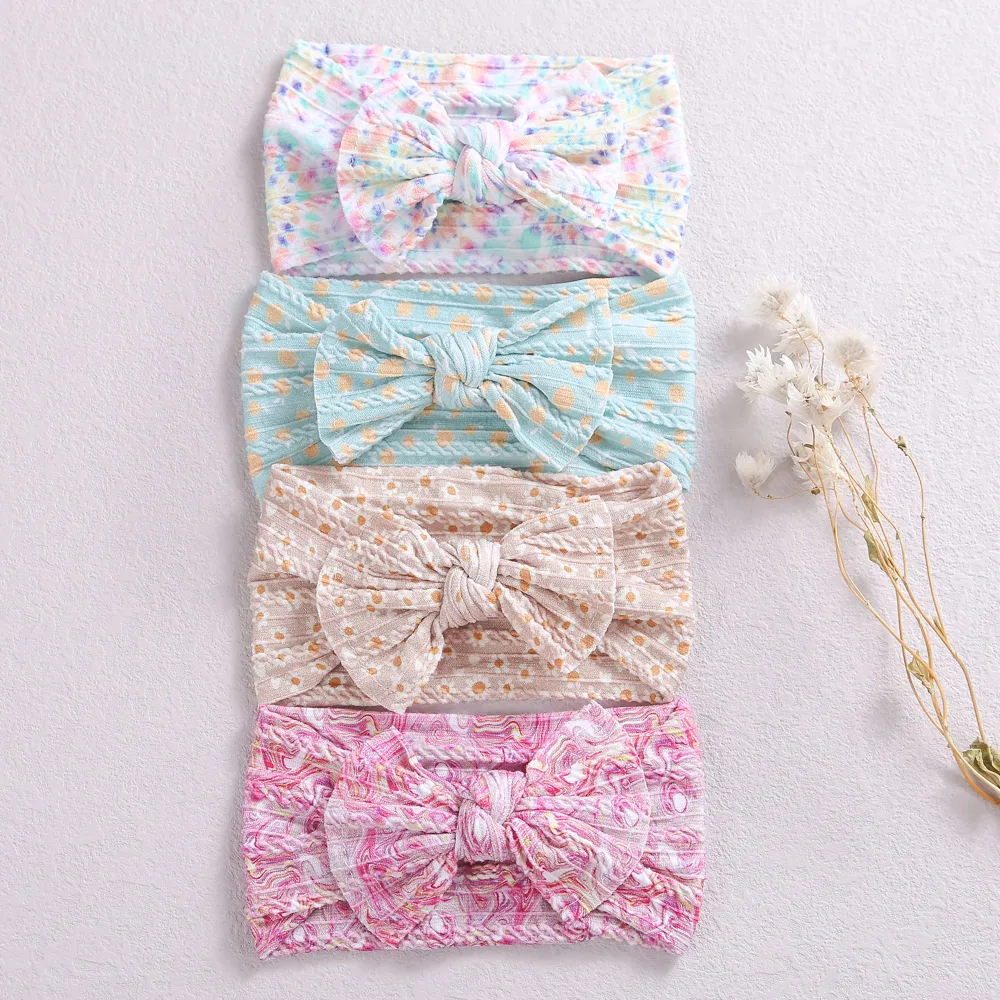 Bow Nylon Layers Headwear Kids Elastic Turban Headwraps Newborn Headband