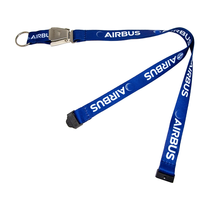 Custom Lanyard Safety Break Silk Screen Printed Designer Logo Alloy Airplane Seat Belt Buckle Lanyard Strap