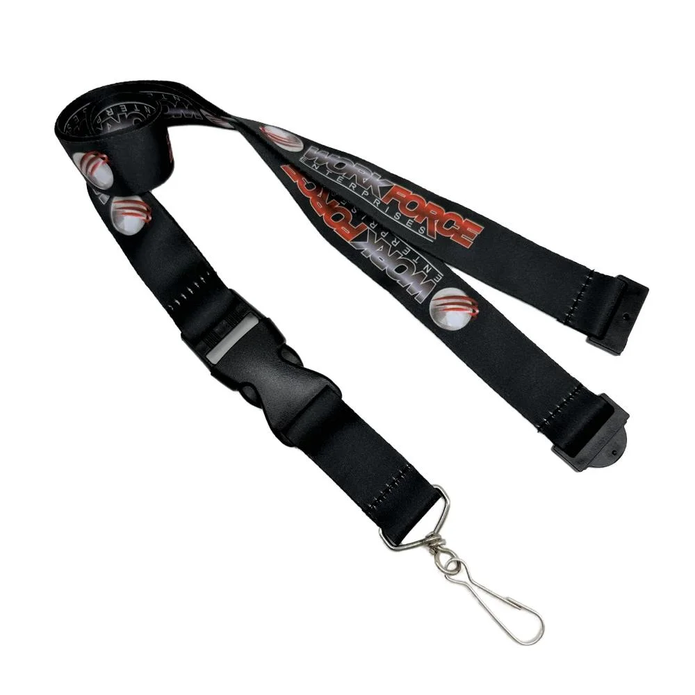 Custom Logo 1 Inch Safety Breakaway Neck Keychain Sublimation Print Plastic Buckle Detachable Lanyard Strap