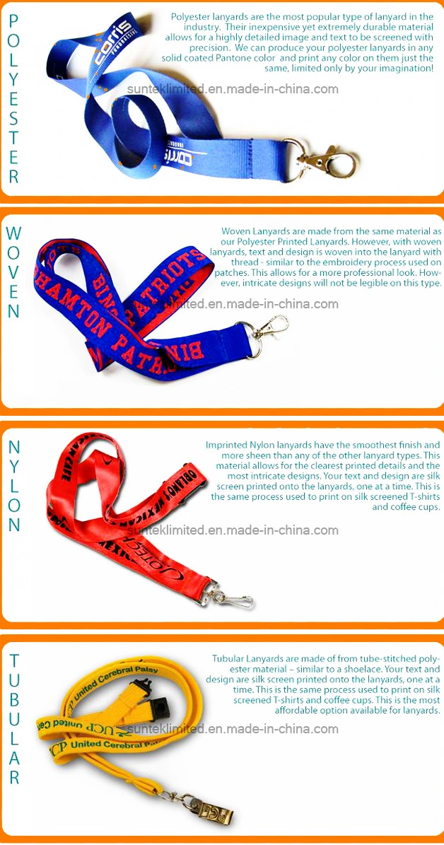 Custom Polyester Lanyard Woven Nylon Silk Screen Printed Sublimation Neck Logo Strap with ID Badge Holder with Safety Break Clip