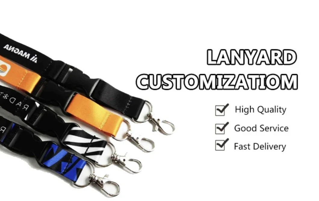 Custom Logo 1 Inch Safety Breakaway Neck Keychain Sublimation Print Plastic Buckle Detachable Lanyard Strap