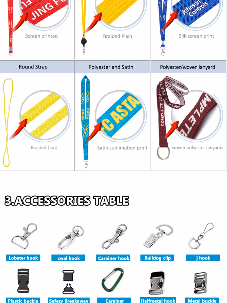 Wholesale Promotional Promotion Gift Custom Sublimation Heated Transfer Printing Polyeter Printed Logo Neck Metal Hook Buckle Office Lanyard for ID Card Badge