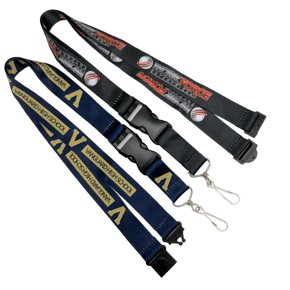 Custom Logo 1 Inch Safety Breakaway Neck Keychain Sublimation Print Plastic Buckle Detachable Lanyard Strap