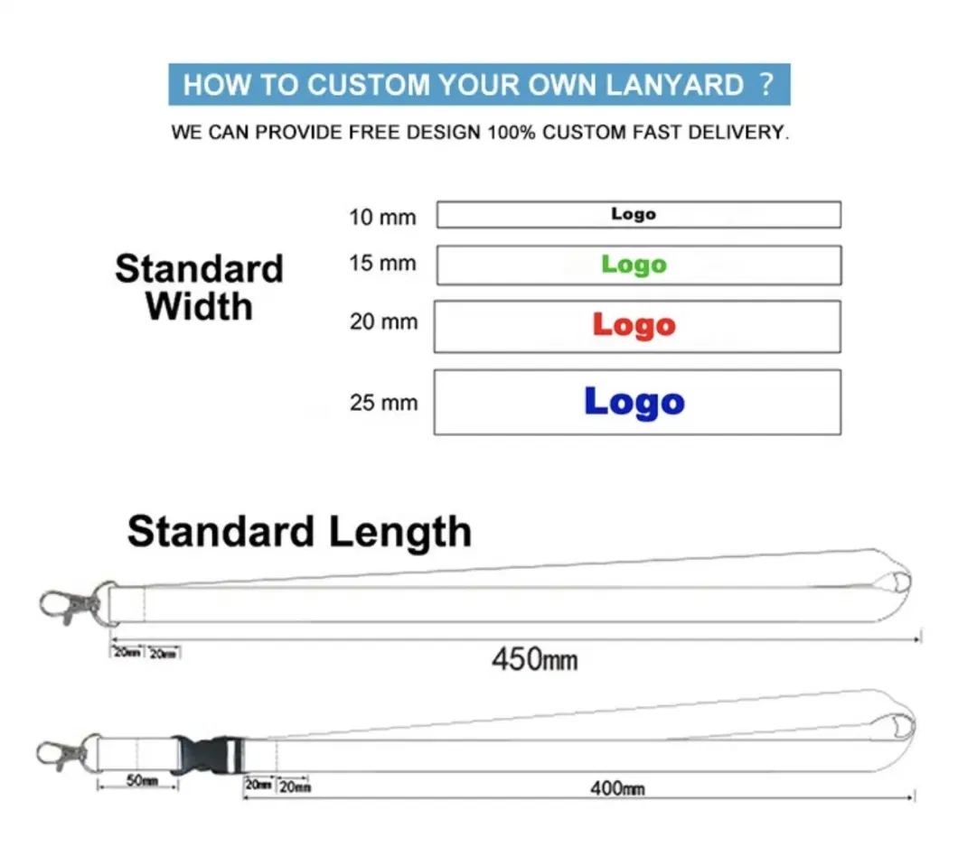 Custom Logo 1 Inch Safety Breakaway Neck Keychain Sublimation Print Plastic Buckle Detachable Lanyard Strap