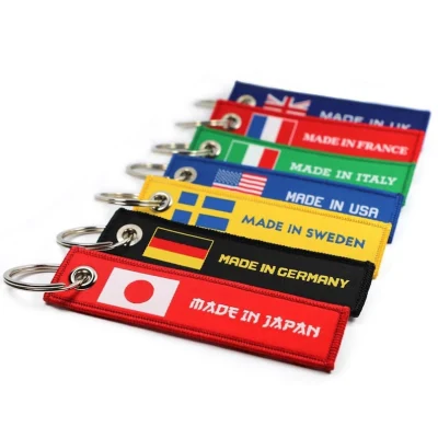 <a href='/llavero/'>Llavero</a> metálico de fieltro bordado Bandera Nacional con llavero de regalo promocional para coches, motos y coches de carreras