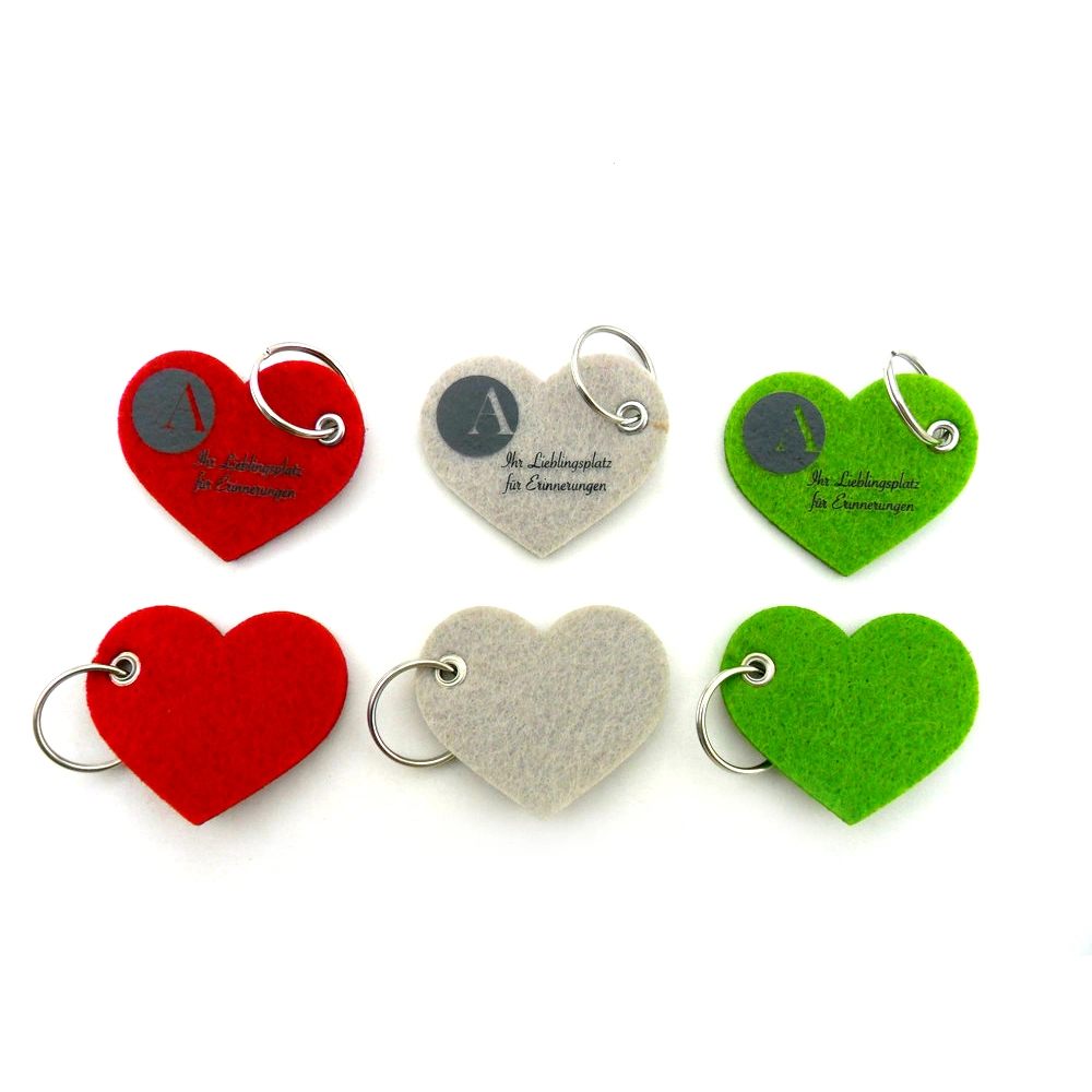 Custom Keychain Made Felt Custom Size Manufacturer Souvenir Gift Personalized Felt Heart Keychain