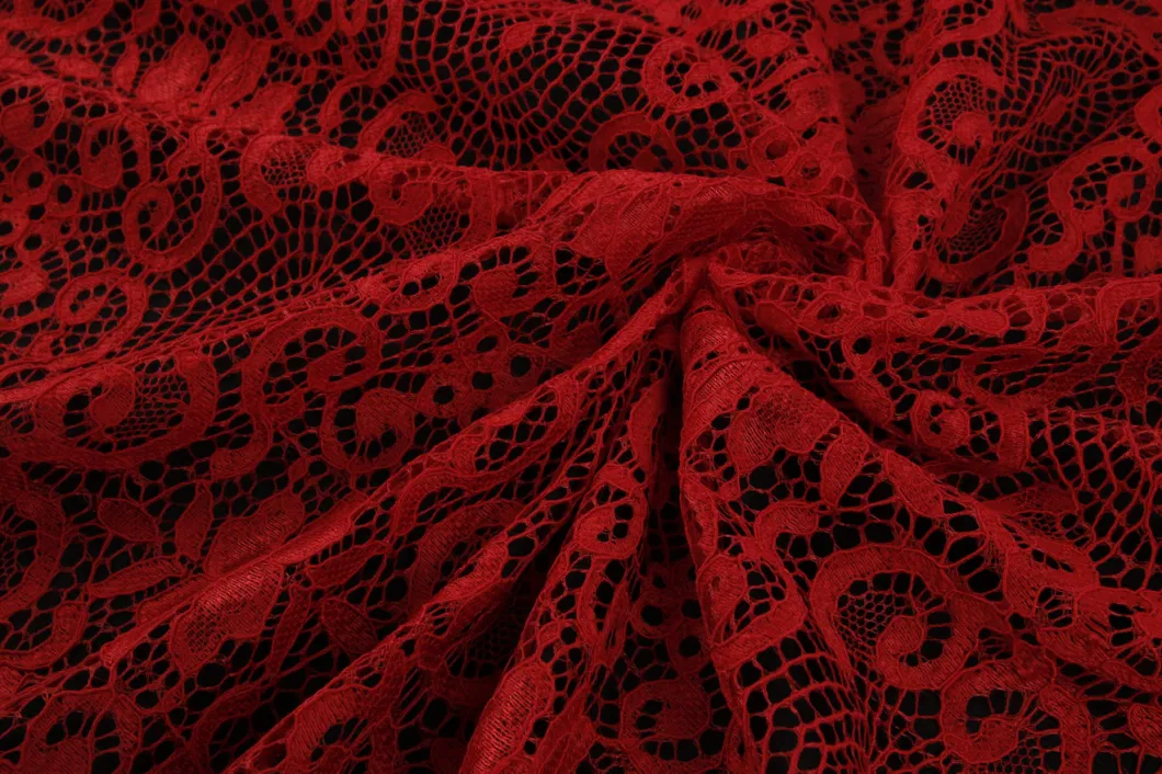 Red Spider Web Pattern Hot Sale Lace Fabric Wholesale