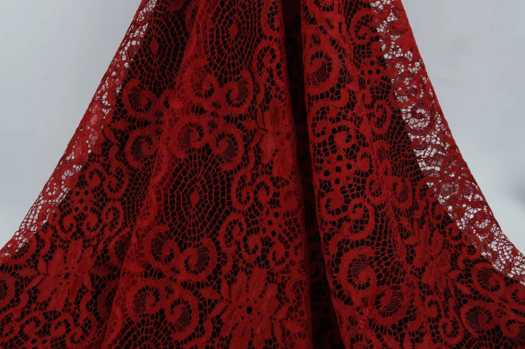 Red Spider Web Pattern Hot Sale Lace Fabric Wholesale