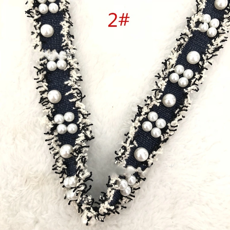 Wholesale Handmade Textile Suppliers Women Accessories Beaded Fabric Woven Fabric Bead Lace