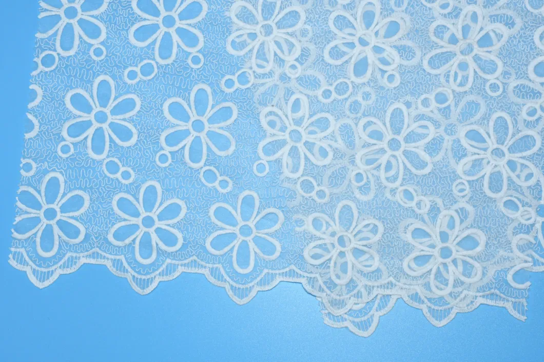 Embroidery Lace Cotton Voile Beaded Embroidery Cotton Lace Fabric