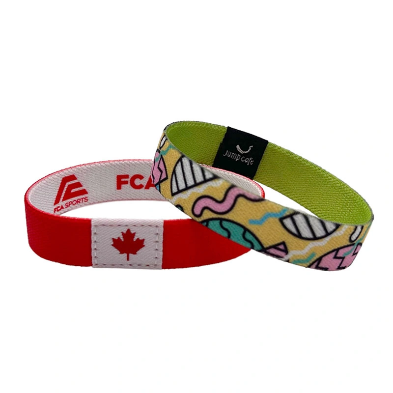 Custom Polyester Event Festival Wrist Band Custom Promotional Woven Elastic Wristband